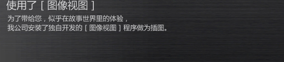 使用了［图像视图］
为了带给您，似乎在故事世界里的体验，我公司安装了独自开发的［图像视图］程序做为插图。
